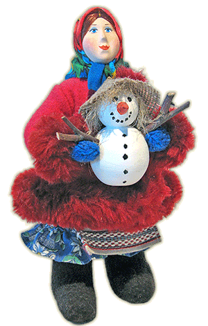 Девочка со снеговиком, народная кукла
