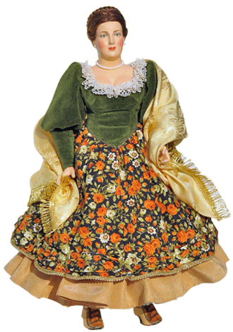 Купчиха в зелёном платье, русская народная кукла